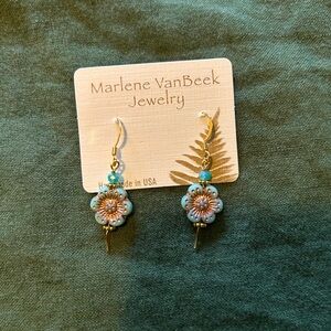 Czech bead flower earrings